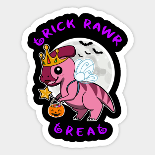 Trick Rawr Treat | Halloween Dinosaur costume cute Parasaurolophus Fairy kawaii design Sticker